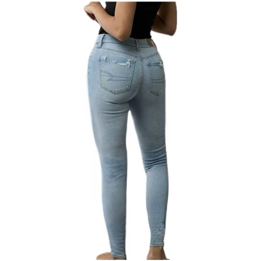 NWT American Eagle AE Ripped Jeans New Curvy High Rise Next Level Stretch 18P - Picture 2 of 9